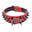 Maxbell Sharp Studded Rivet PU Leather Dog Pet Puppy Collar 2  Large S Black and Red on Sale