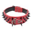 Maxbell Sharp Studded Rivet PU Leather Dog Pet Puppy Collar 2  Large S Black and Red on Sale