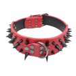 Maxbell Sharp Studded Rivet PU Leather Dog Pet Puppy Collar 2  Large S Black and Red on Sale