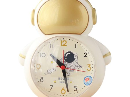 Cartoon Astronaut Alarm Clock Non Ticking for Children Desktop Golden For Sale